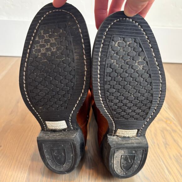 VTG 70s Santa Rosa Brand Leather Cowboy Boots USA Unisex Mens 6D Womens Size 7.5 - Picture 8 of 10